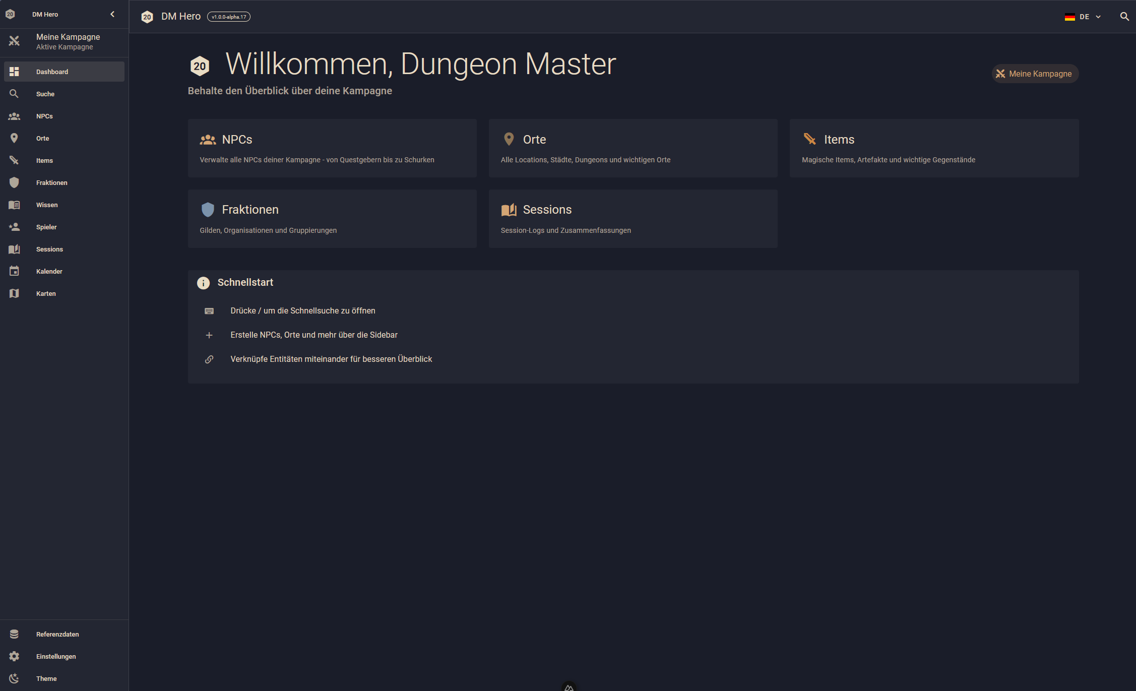 Dashboard with active campaign overview